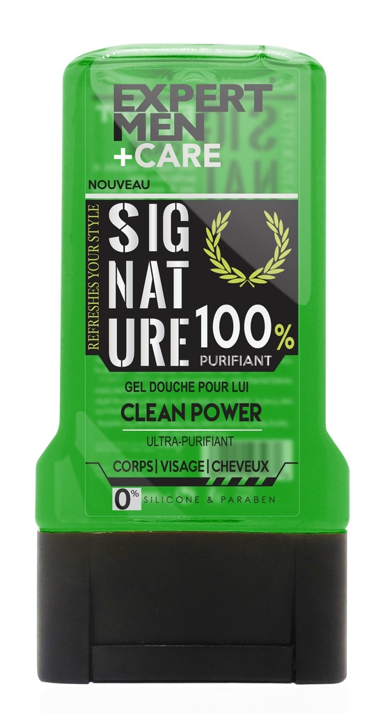 Gel Douche Expert Men 300Ml Corps Visage Cheveux Clean Power 100% Purifiant