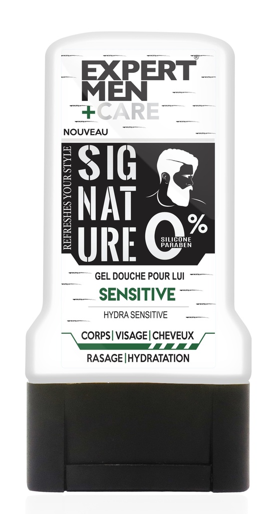 Gel Douche Expert Men 300Ml Corps Visage Cheveux Sensitive 0% Silicone Paraben