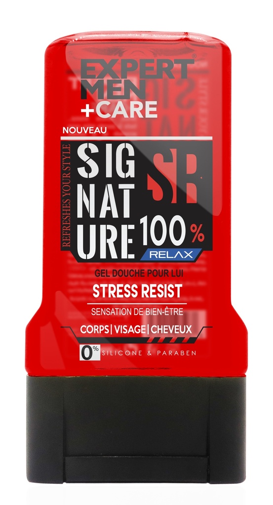 Gel Douche Expert Men 300Ml Corps Visage Cheveux Stress Resist 100% Relax
