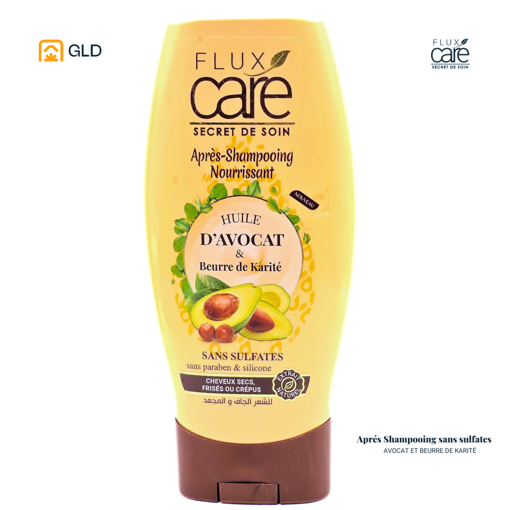Apres Shampooing Flux Care Avocat Et Beurre De Karite 250 Ml Sans Sulfates