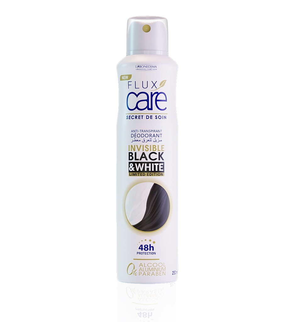 Deodorant Flux Care Sans Alcool Invisible Black & White 250 Ml