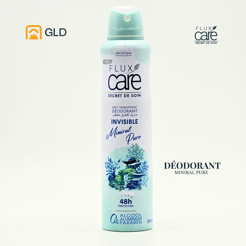 Deodorant Sans Alcool Flux Care Invisible Mineral Pure 250 Ml