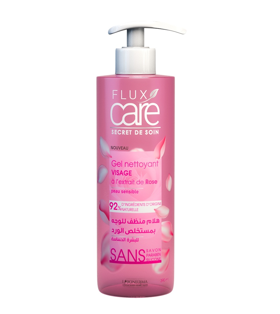 Gel Nettoyant Visage FLUX CARE A L'Extrait De Rose 390 Ml