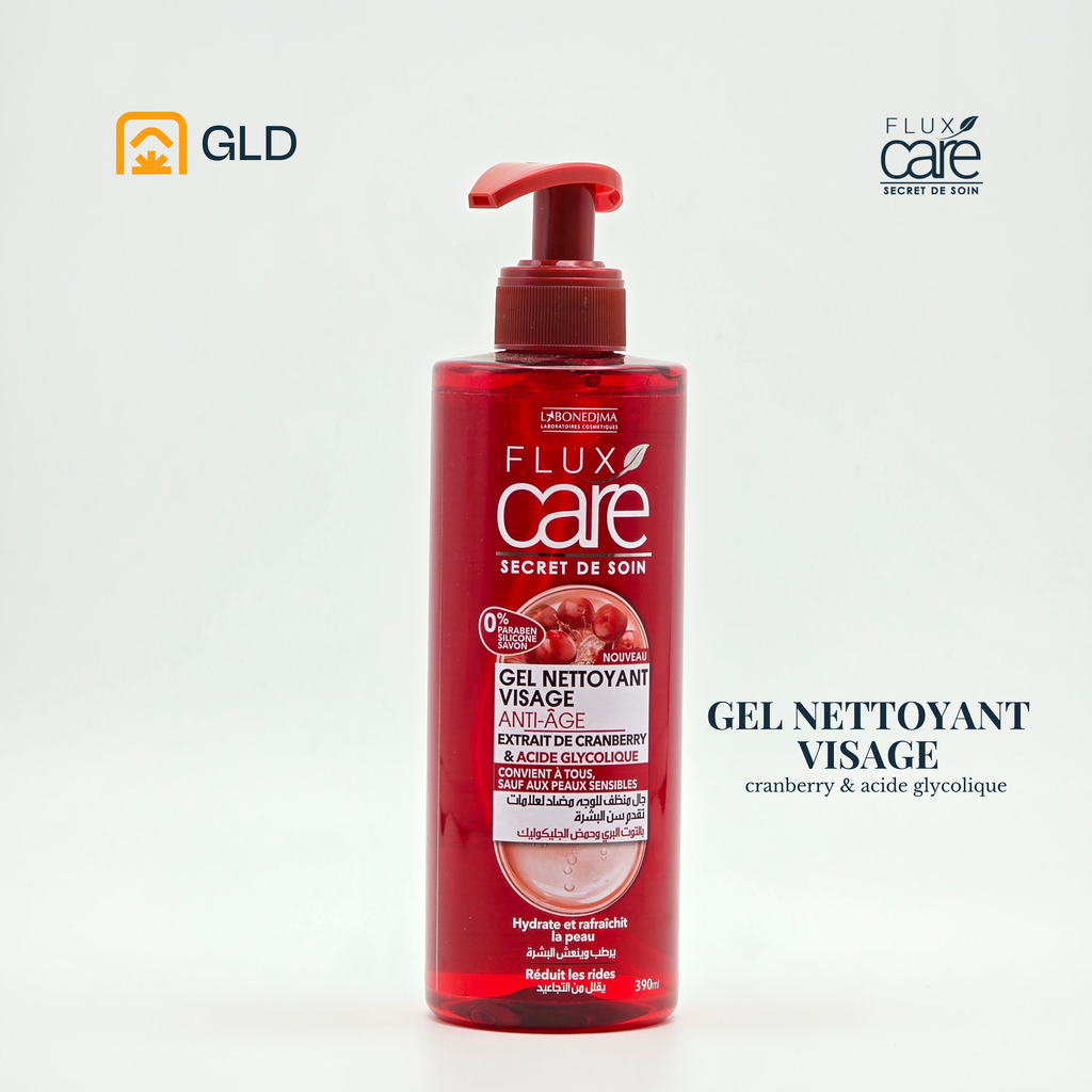 Gel Nettoyant Visage Flux Care Anti-Age Cranberry Et Acide Glycolique 390 Ml