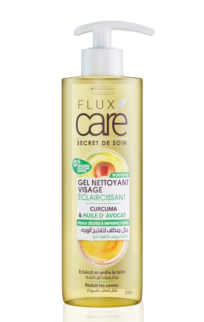 Gel Nettoyant Visage Flux Care Eclaircissant Curcuma Et Huile D’Avocat 390 Ml
