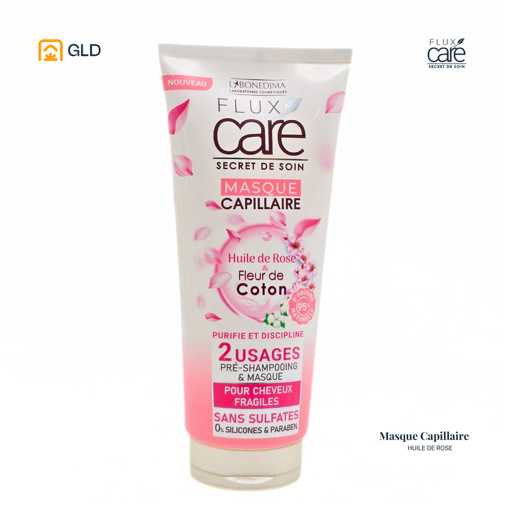Masque Capillaire Flux Care Huile De Rose Et Fleur De Coton 200 Ml