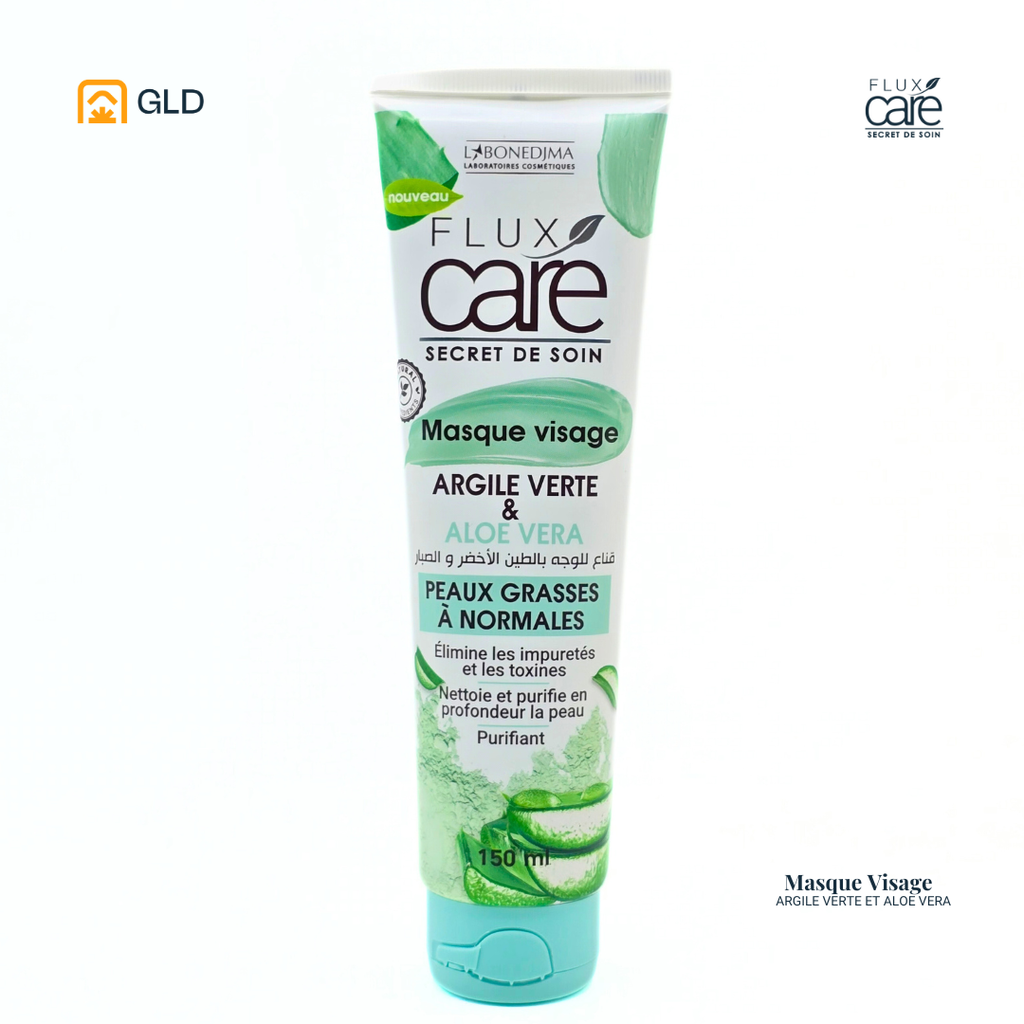 Masque Visage Flux Care Argile Verte Et Aloe Vera 150 Ml