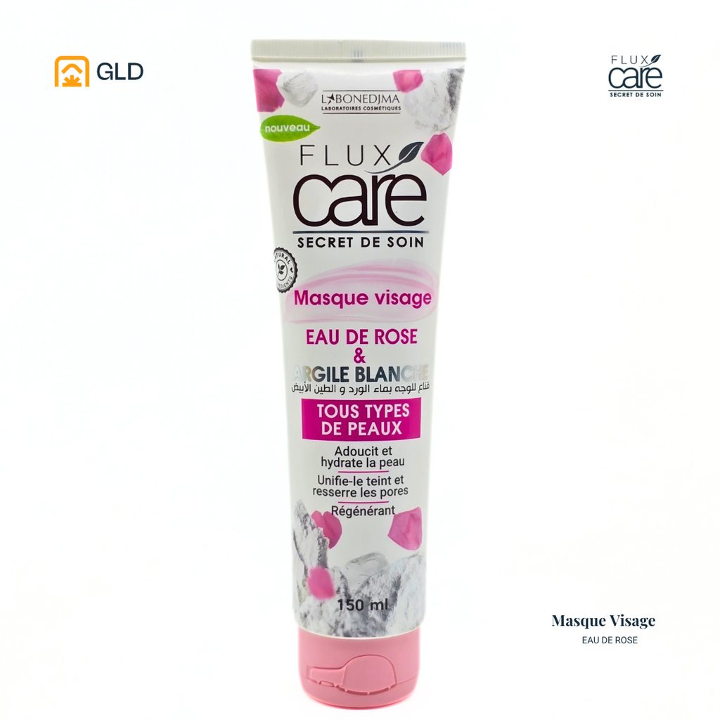 Masque Visage Flux Care Rose Et Argile Blanc 150 Ml