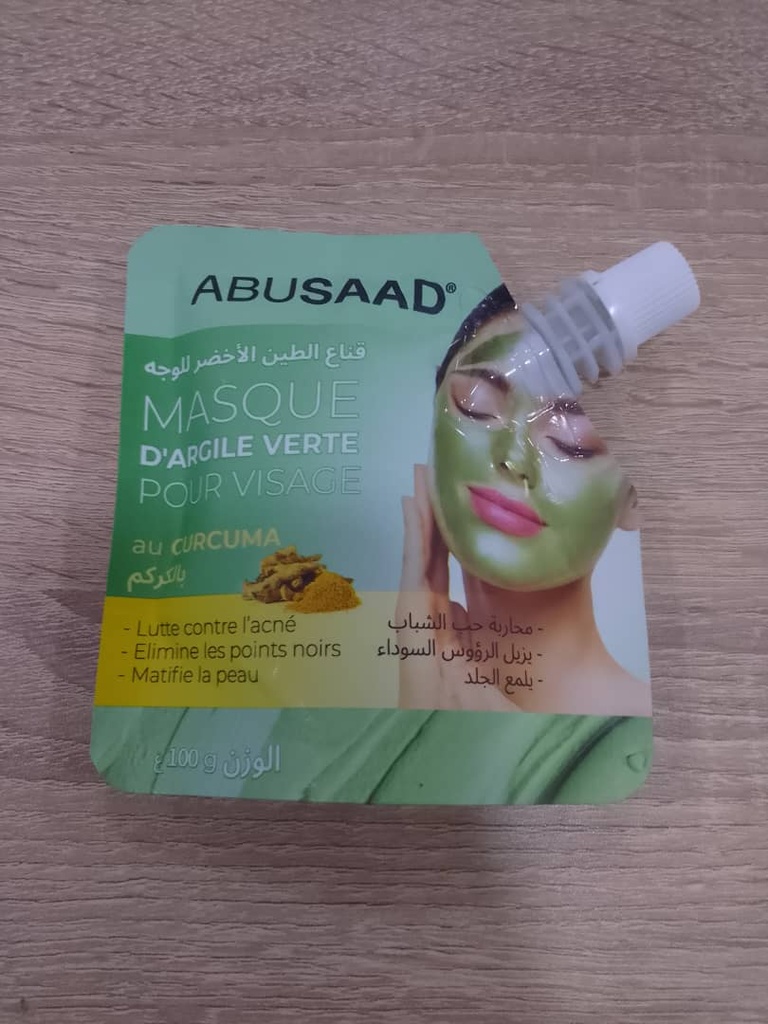 Masque D'Argile Vert Pour Visage Au Curcuma 100G