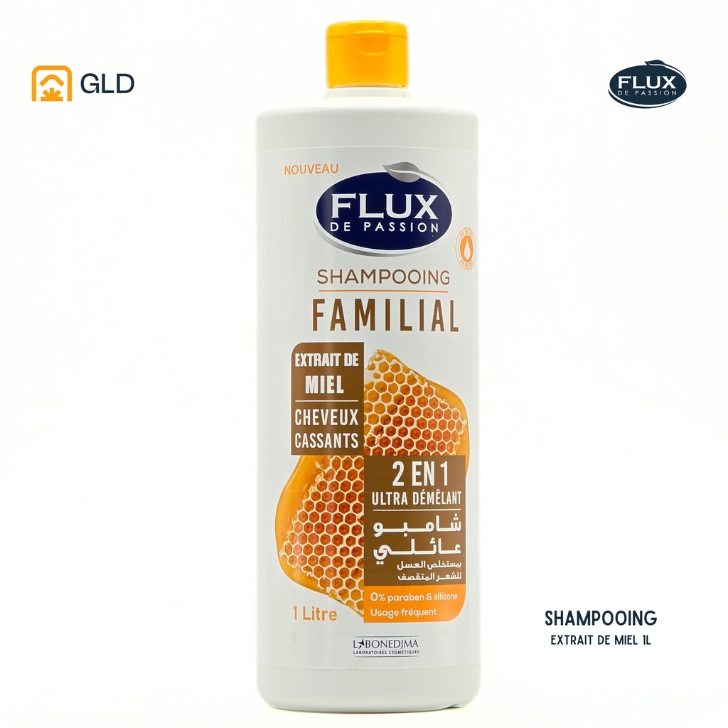 Shampooing Flux 1L Familial Extrait De Miel 2En1 Cheveux Cassants