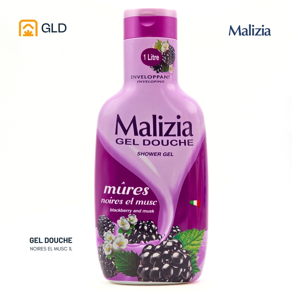 Gel Douche Malizia Mure noire et Musk 1 L
