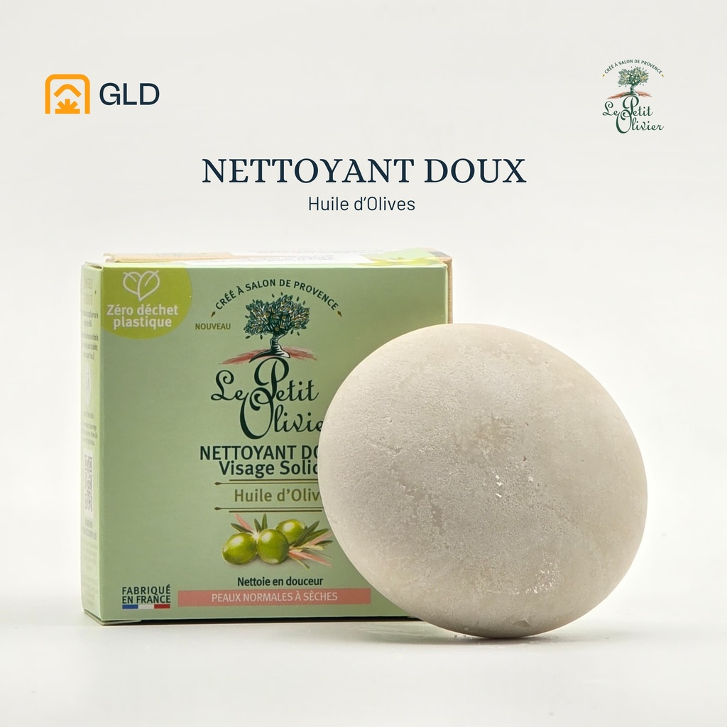 Nettoyant Doux Visage Solide  Le Petit Olivier Huile d'Olive 75 G 
