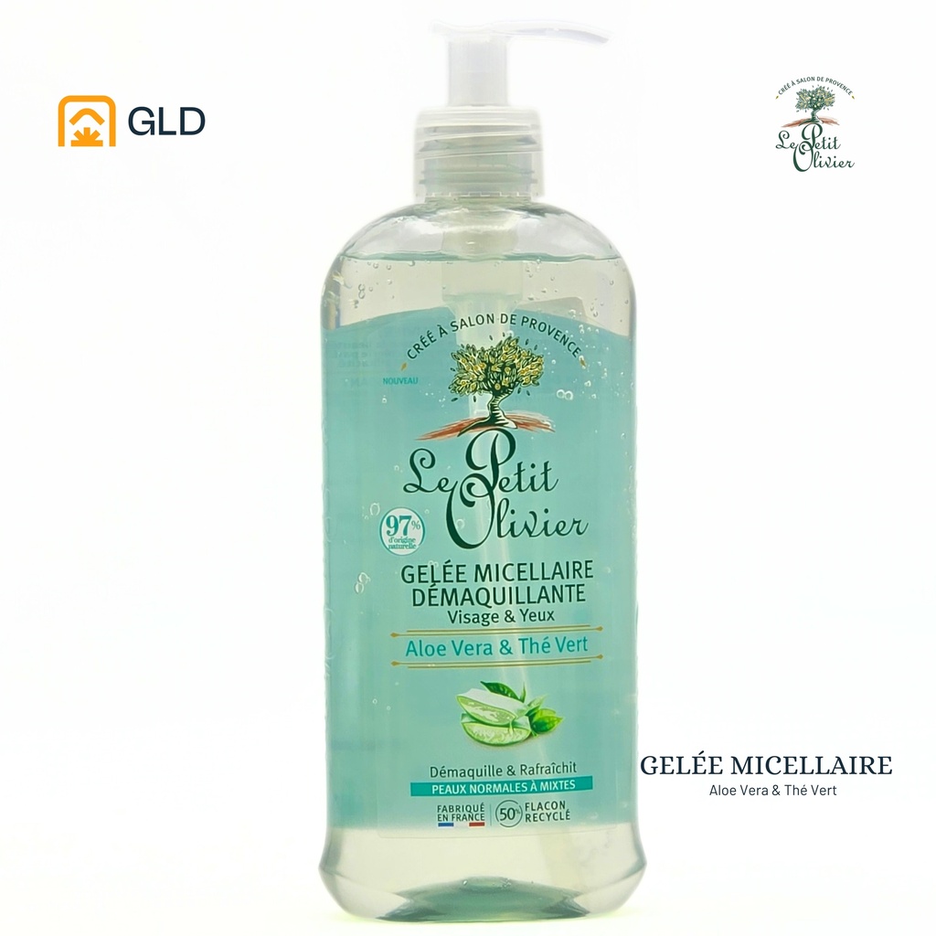 Gel Micellaire Demaquillante Visage & Yeux Le Petit Olivier Aloe Vera Et The Vert 400 Ml