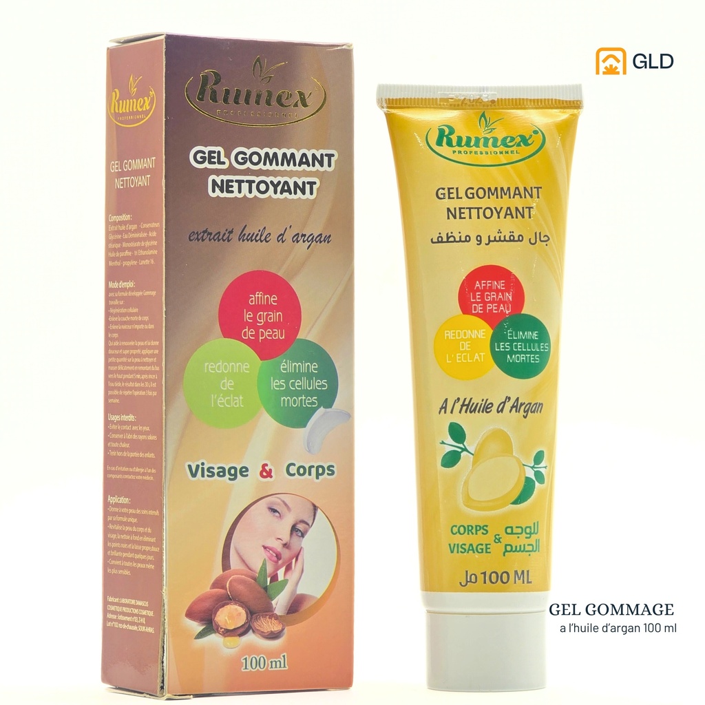 Gel Gommage Nettoyant Extrait Huile d'Argan 100 Ml