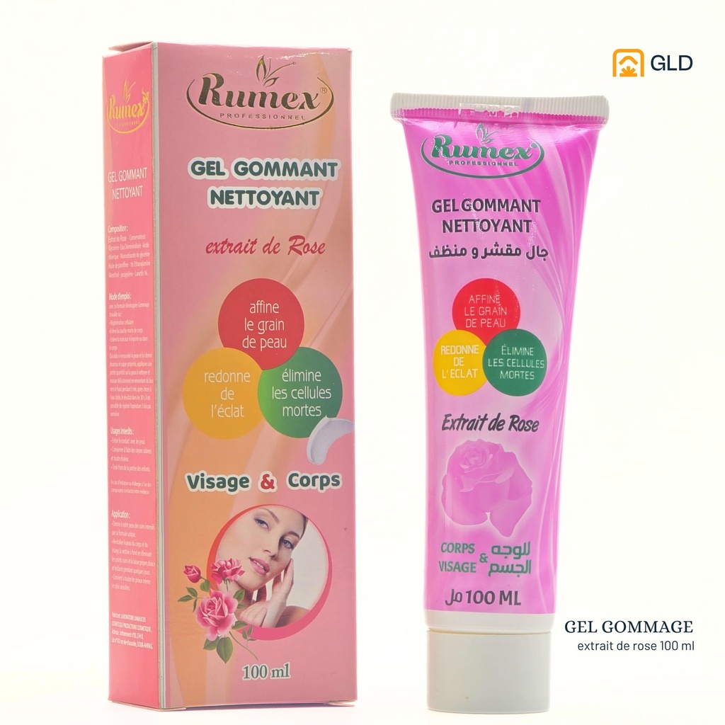 Gel Gommage Nettoyant Extrait de Rose 100 Ml