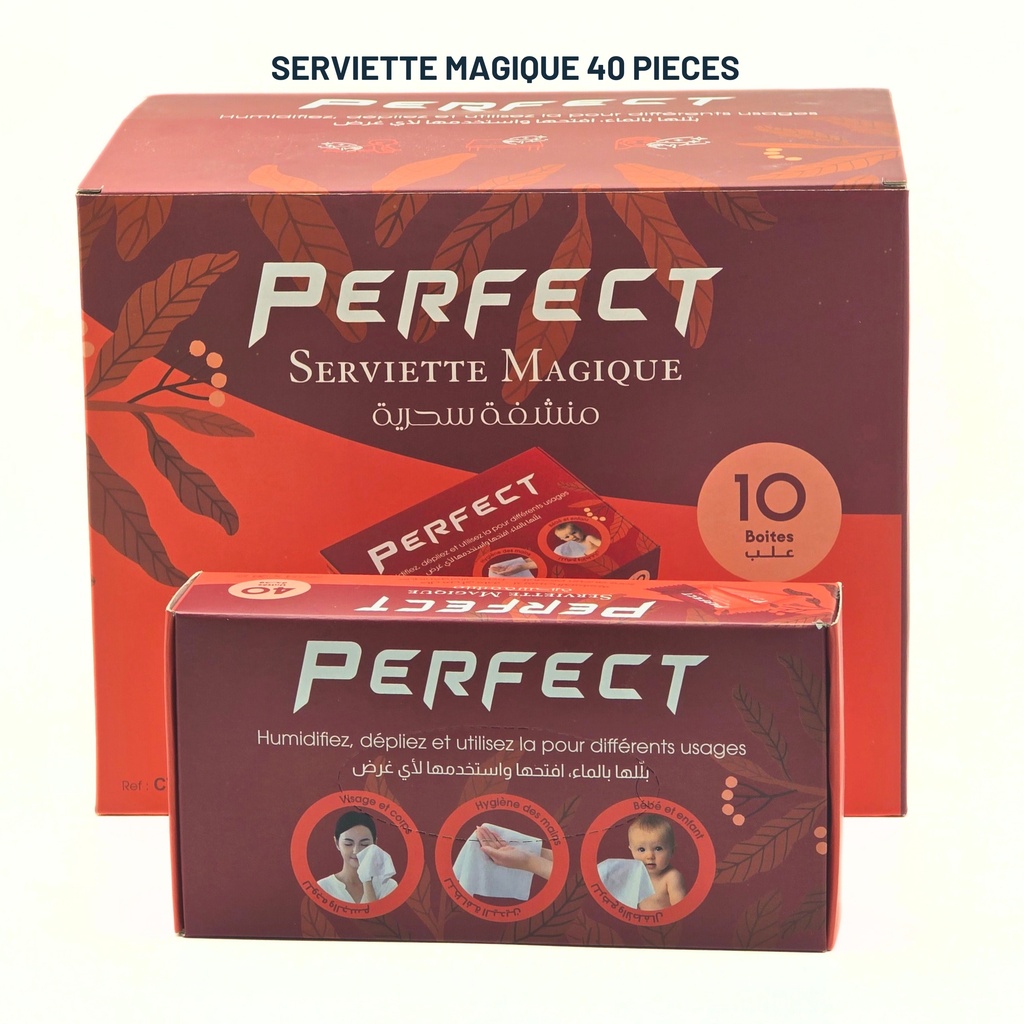 Serviette Magique Perfect 24X26 CM - Rouge - 40 Pièces