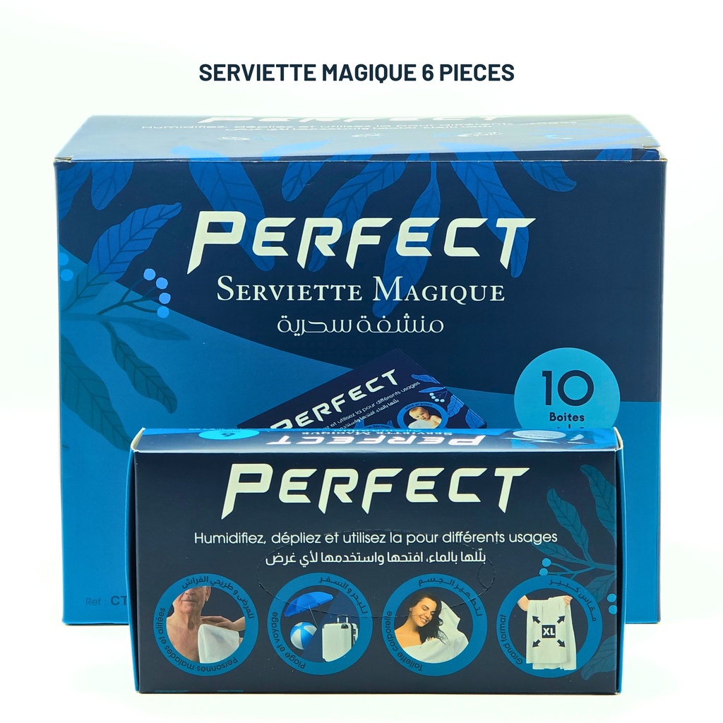 Serviette Magique Perfect 70X100 CM - Bleu - 6 Pièces