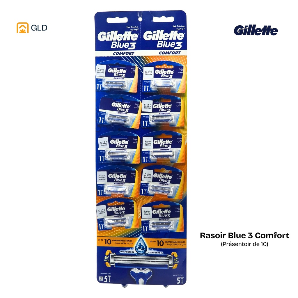 Rasoir Gillette Blue 3 Comfort (Présentoir de 10 pièces)
