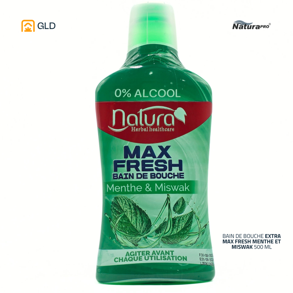 Bain De Bouche NaturaPro Extra Max Fresh Menthe Et Miswak 500 Ml