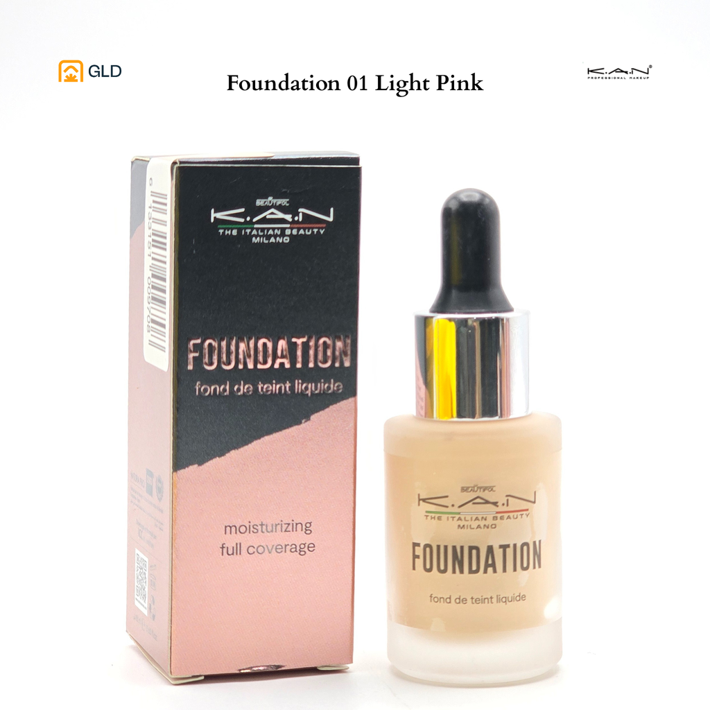 Foundation Moisturizing Full Coverage K.A.N Italian Beauty N°01 Warm Pink 18 Ml