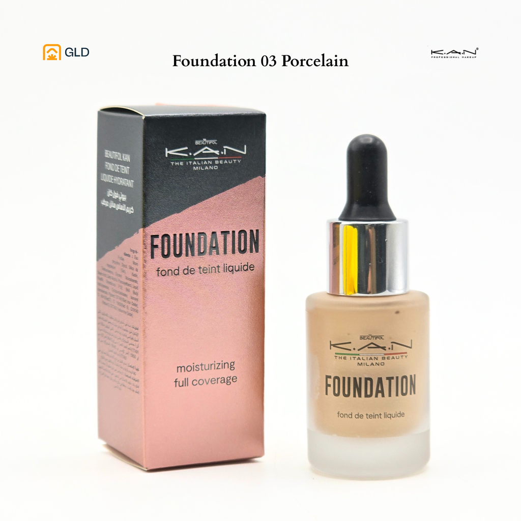Foundation Moisturizing Full Coverage K.A.N Italian Beauty N°03 Porcelain 18 Ml