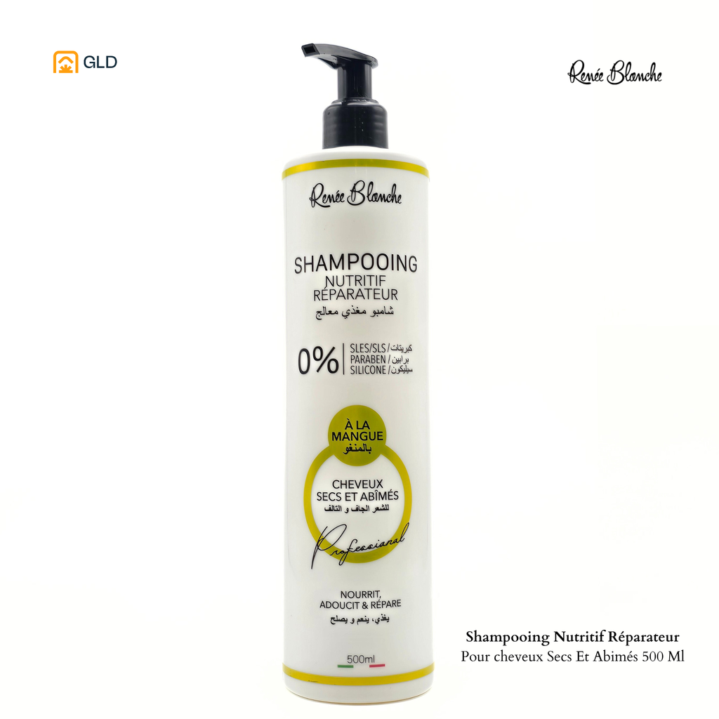 Shampooing Renée Blanche Nutritif Réparateur Pour cheveux Secs Et Abimés 500 Ml