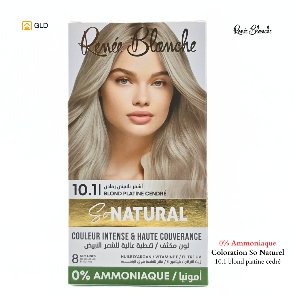 Coloration Capillaire Renée Blanche So Natural 0% Ammonique 10.1 Blond Platine Cendré