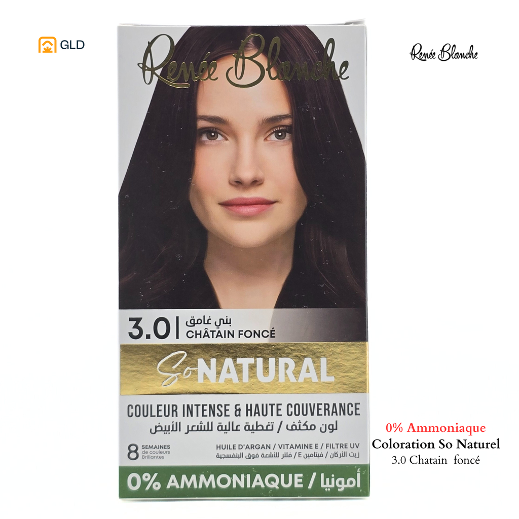 Coloration Capillaire Renée Blanche So Natural 0% Ammonique 3.0 Chatin Foncé