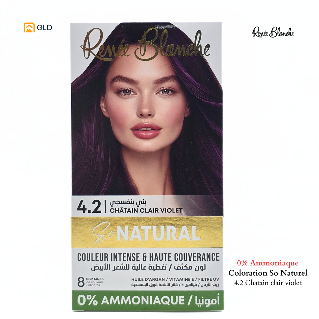 Coloration Capillaire Renée Blanche So Natural 0% Ammonique 4.2 Chatain Clair Violet