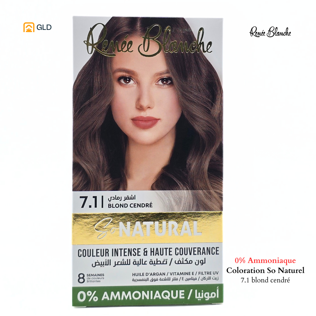 Coloration Capillaire Renée Blanche So Natural 0% Ammonique 7.1 Blond Cendré