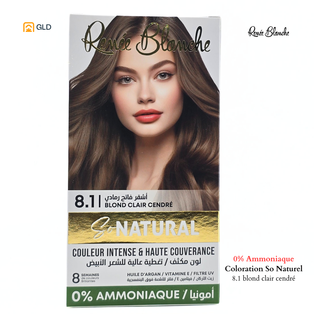 Coloration Capillaire Renée Blanche So Natural 0% Ammonique 8.1 Blond Clair Cendré