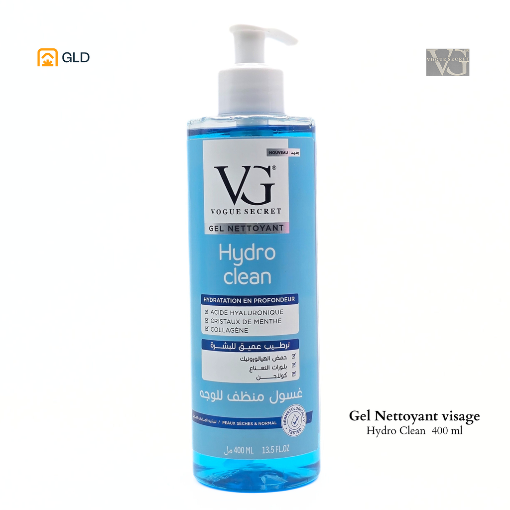 Gel Nettoyant Visage Et Cou VG Hydro Clean 400 Ml Bleu