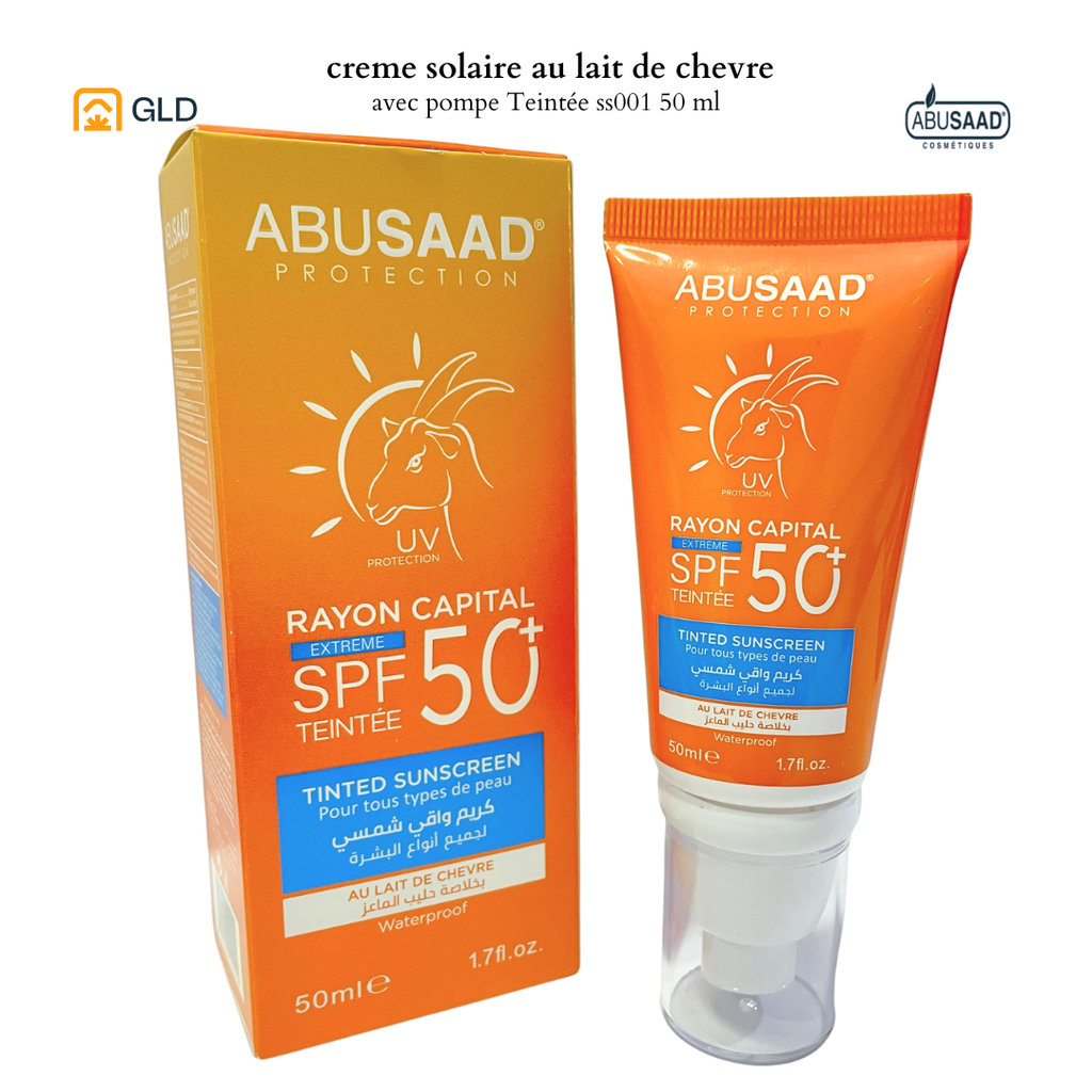 Creme Solaire Avec Pompe Teinte SPF 50 Au Lait De Chevre 50ML 