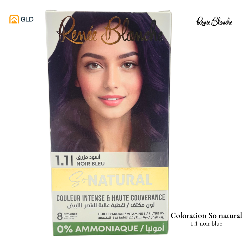 Coloration Capillaire Renée Blanche So Natural 0% Ammonique 1.1 Noir Bleu 
