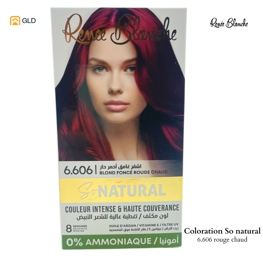 Coloration Capillaire Renée Blanche So Natural 0% Ammonique 6.606 Blond Foncé Rouge Chaud  