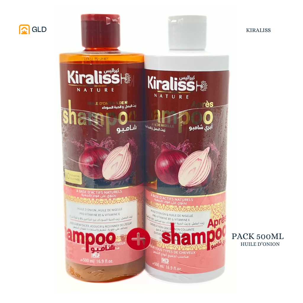 Lot Shampooing+Apres Huile D'onion  Kiraliss