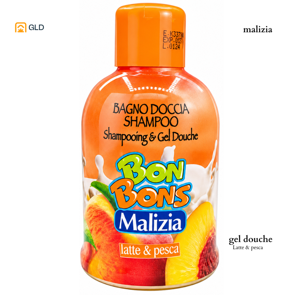 Shampooing / Gel Douche Malizia Bonbon Latte & Pesca 500Ml