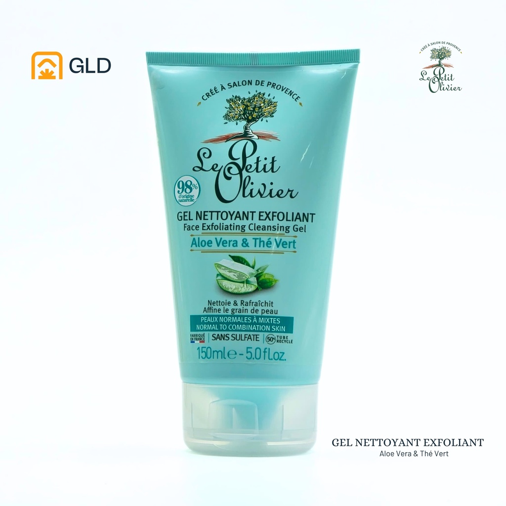 Gel Nettoyant Exfoliant Le Petit Olivier Aloe Vera & The Vert 150 Ml