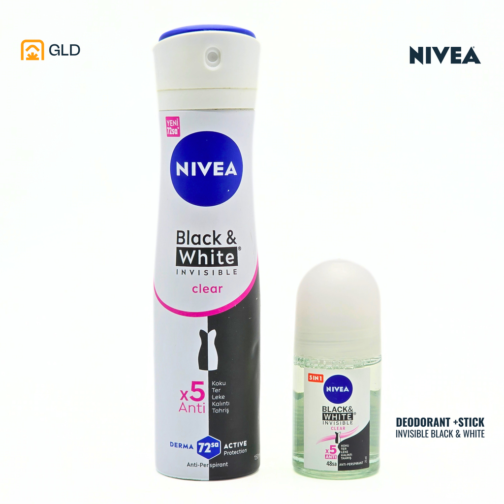 Deodorant + Stick Nivea Black & White Invisible Clear