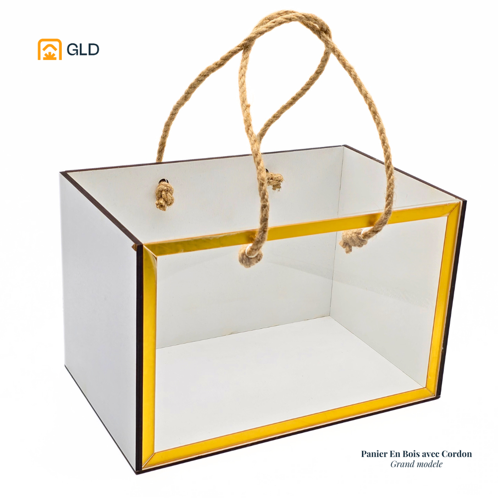 Panier En Bois Avec Cordon - Grand Format