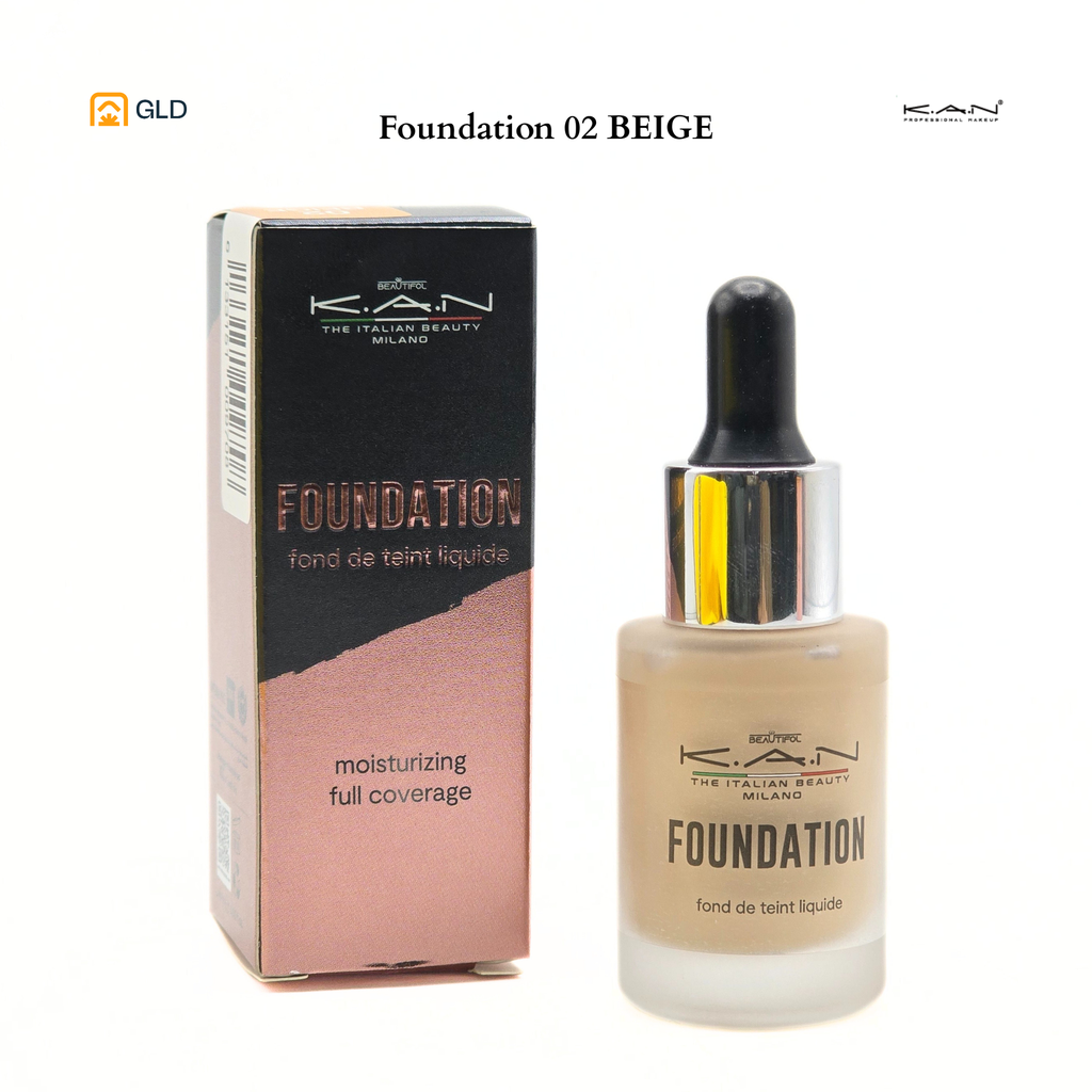 Foundation Moisturizing Full Coverage K.A.N Italian Beauty N°02 Beige 18 Ml