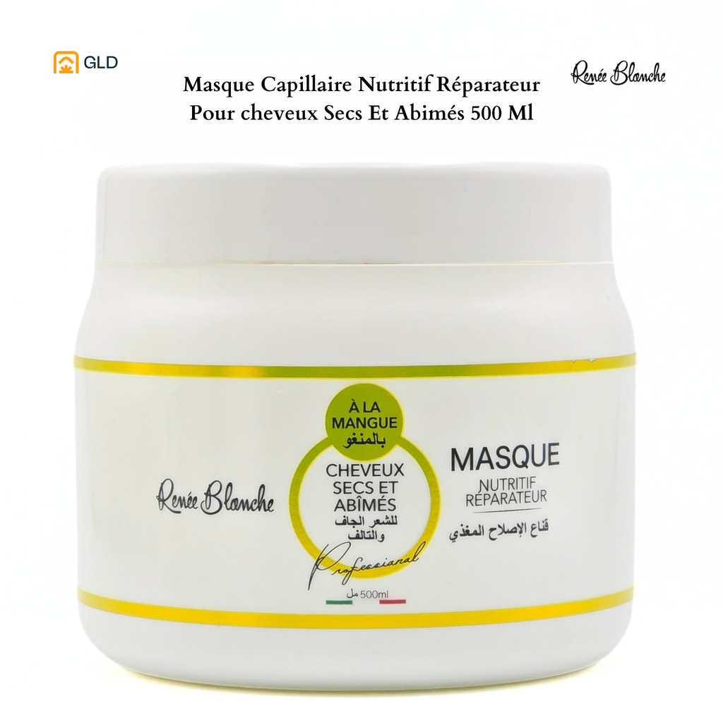 Masque Capillaire Renée Blanche Nutritif Réparateur Pour cheveux Secs Et Abimés 500 Ml
