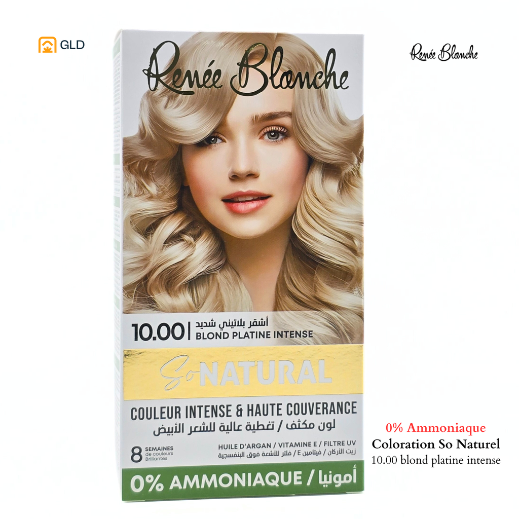 Coloration Capillaire Renée Blanche So Natural 0% Ammonique 10.00 Blond Platine Intense 