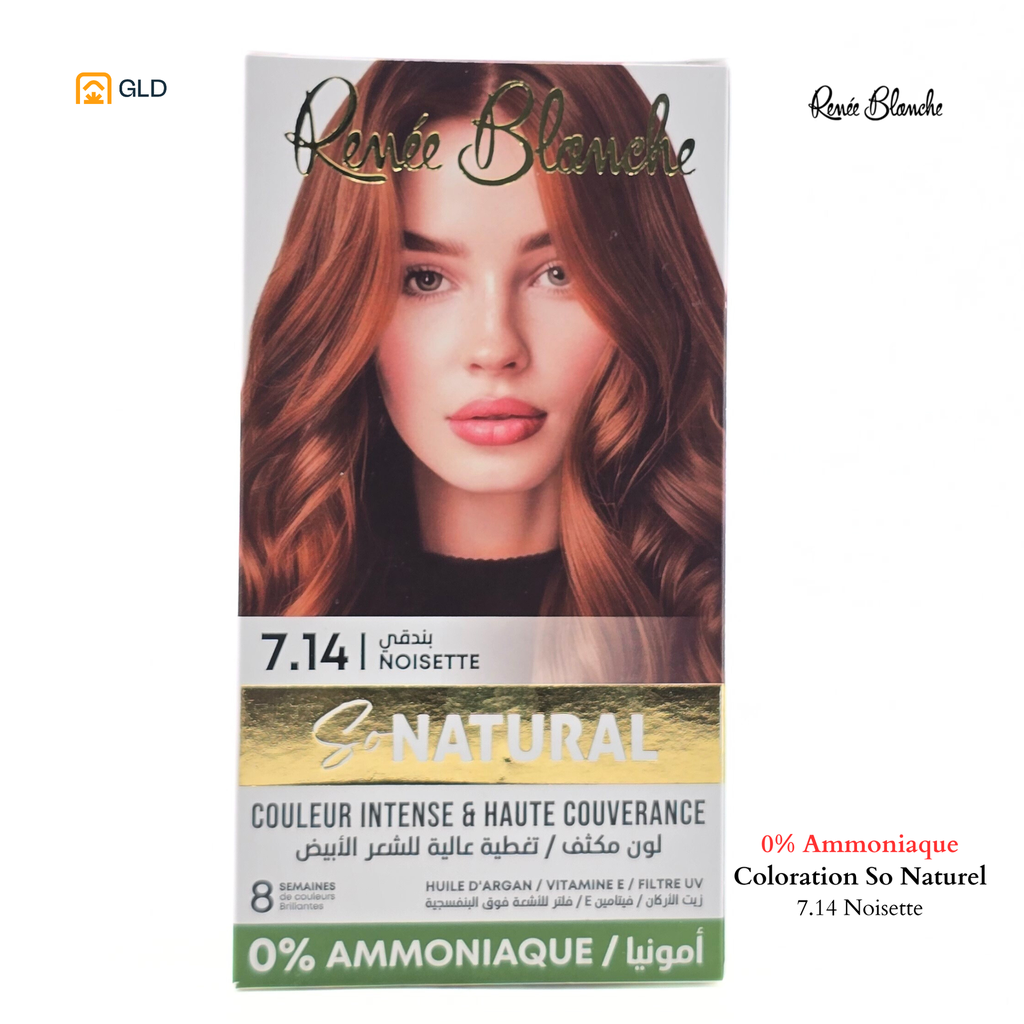 Coloration Capillaire Renée Blanche So Natural 0% Ammonique 7.14 Noisette
