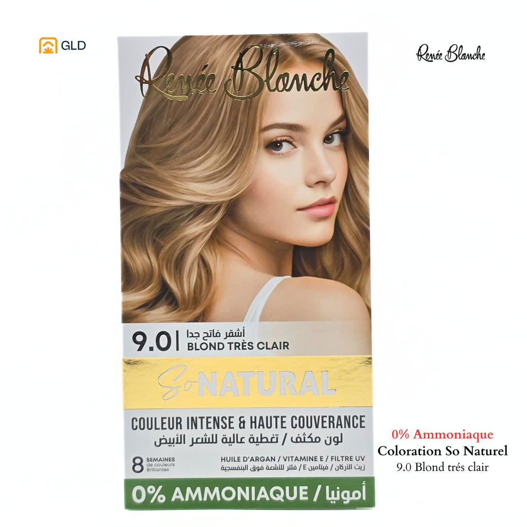 Coloration Capillaire Renée Blanche So Natural 0% Ammonique 9.0 Blond Très Clair