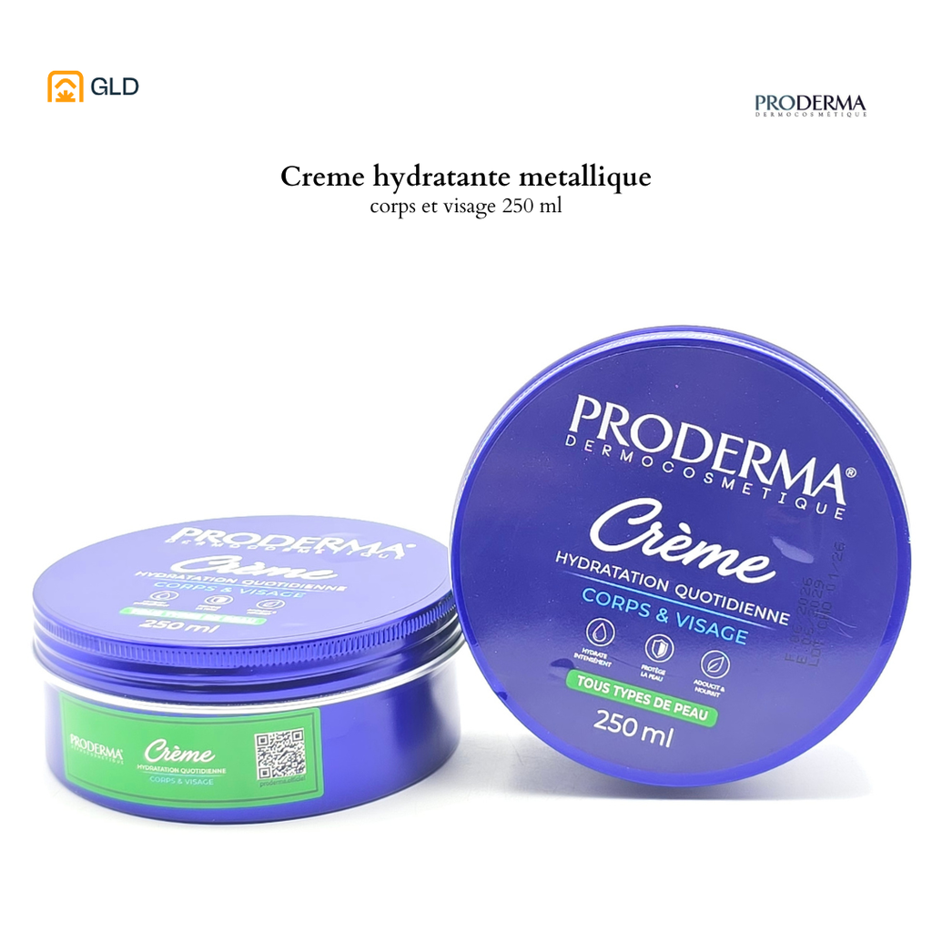 Creme Hydratation Quotidienne Corps Et Visage metallique Proderma  250Ml